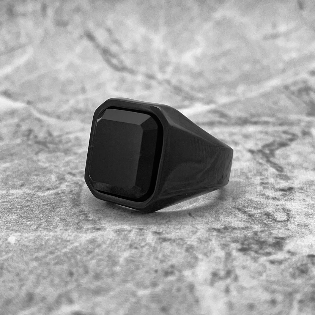 Signet CZ Negro - Talla  7